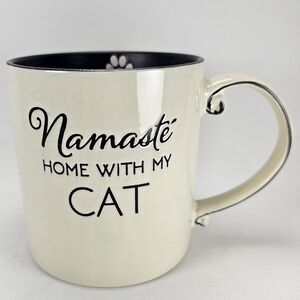 Wrought Studio "Namastay Home with My Cat" ceramic coffee mug